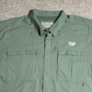 Scheels Shirt Men XXL Button Up Vented Fishing  Short Sleeve Outdoor Army Green